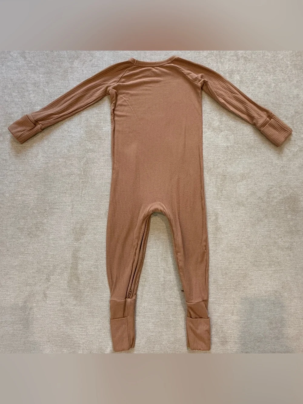 Little Sleepies Caramel Ribbed Ribbed Crescent Zippy 12-18 Months